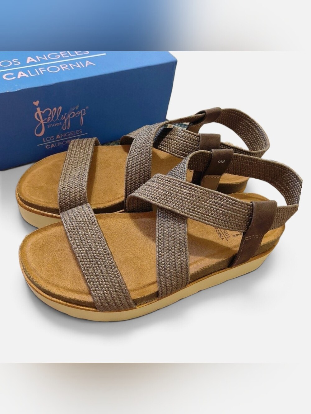 Jellypop Women's Elastic Strap Platform Sandals NEW WITH BOX